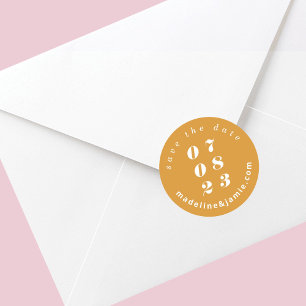 Sticker Rond Mariage minimum gras Date Enregistrer la date Jaun