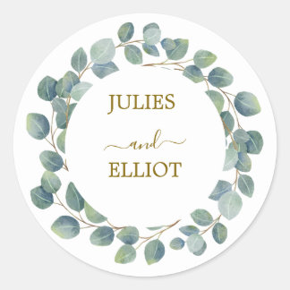 Sticker Rond Mariage moderne à l'eucalyptus