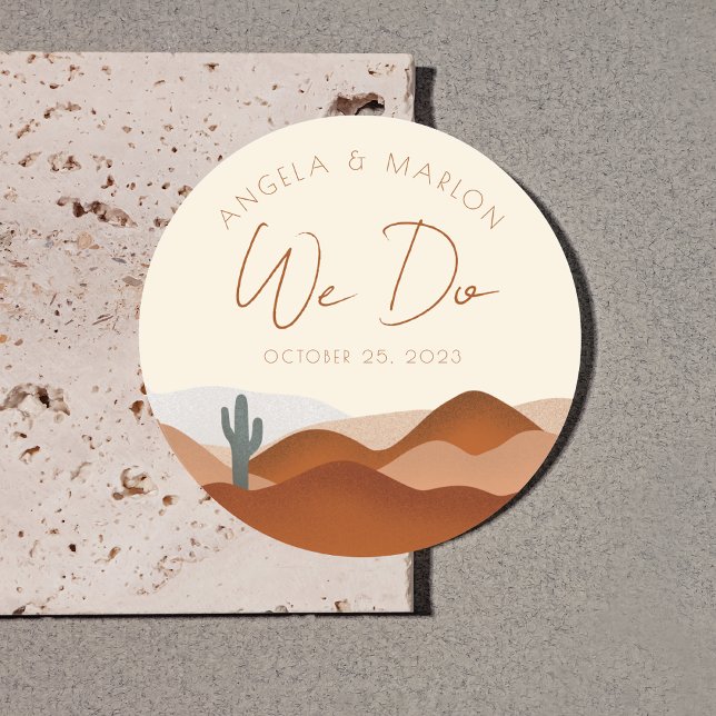 Sticker Rond Mariage Moderne Boho Désert Terracotta (Créateur téléchargé)
