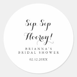 Sticker Rond Mariage Moderne Calligraphie Sip Sip Hourra