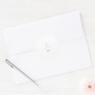 Sticker Rond Mariage Moderne Classique Monogramme Or Vintage