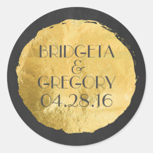 Sticker Rond Mariage moderne Gold Foil