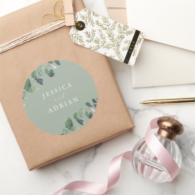 Sticker Rond Mariage moderne Green Elegance (Cadeaux)