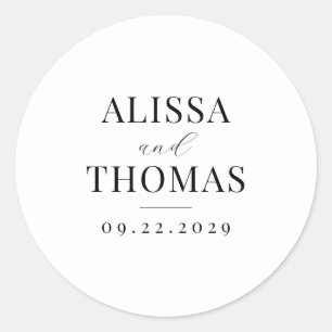 Sticker Rond Mariage moderne minimaliste noir et blanc