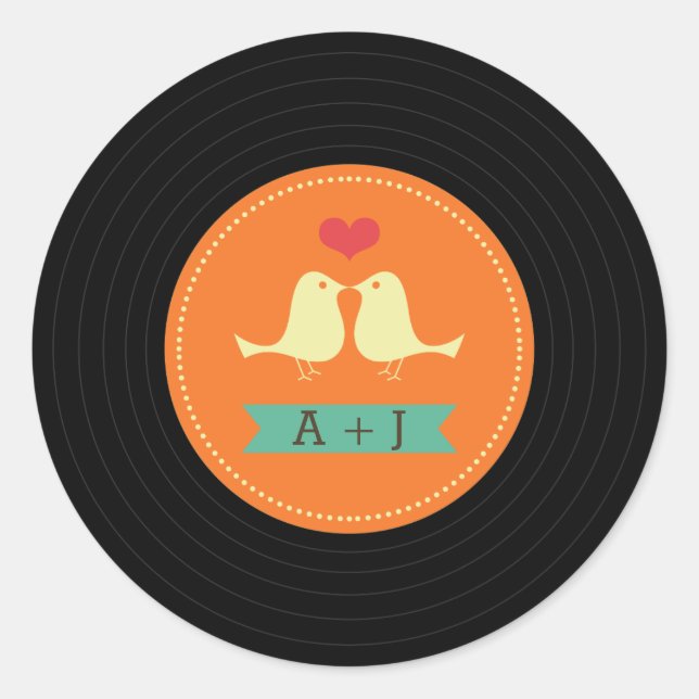 Sticker Rond Mariage moderne Retro Vinyl Record (Devant)