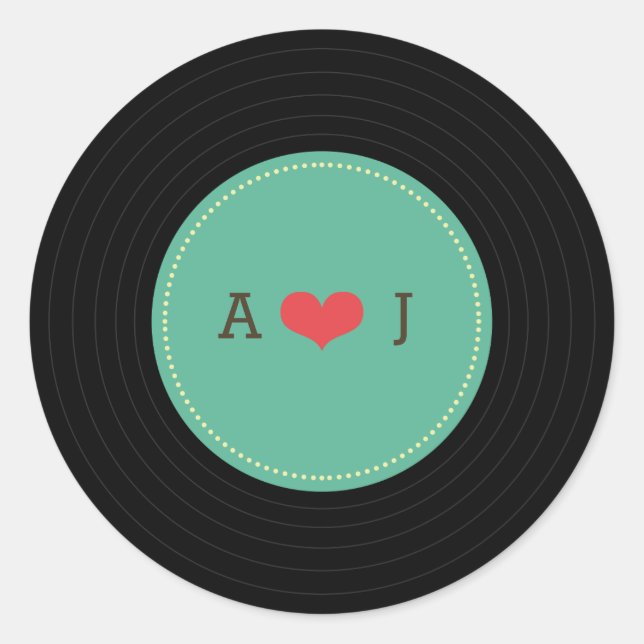 Sticker Rond Mariage moderne Retro Vinyl Record (Devant)