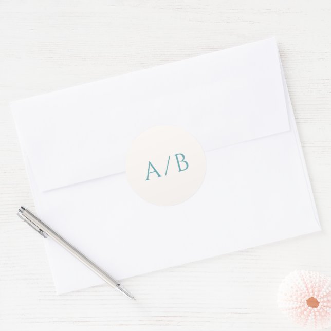 Sticker Rond Mariage moderne Turquoise élégant (Enveloppe)