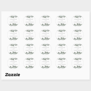 Sticker Rond Mariage moderne verdure