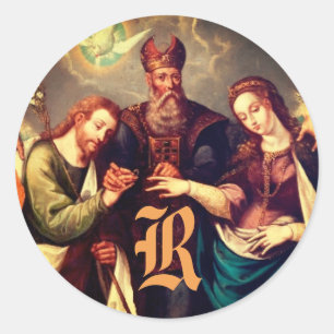 Sticker Rond Mariage monogramme de Marie et Joseph