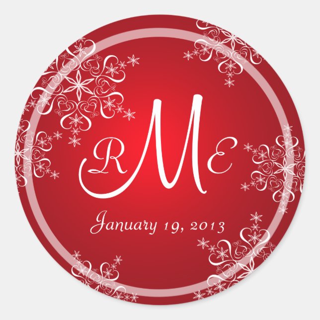 Sticker Rond Mariage Monogramme de snowflake (Devant)