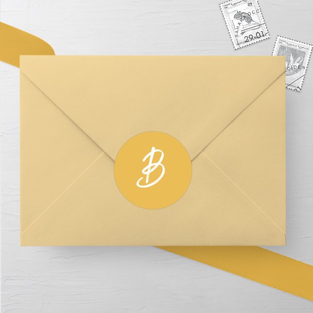 Sticker Rond Mariage Monogramme d'or solide (Créateur téléchargé)