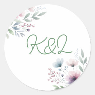Sticker Rond Mariage monogramme d'une mariée et d'une chambre d