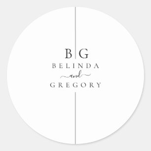 Sticker Rond Mariage monogramme moderne minimaliste en ligne