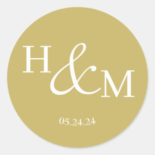 Sticker Rond Mariage monogramme moderne simple et élégant