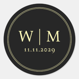 Sticker Rond Mariage monogramme moderne simple et élégant