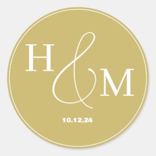 Sticker Rond Mariage monogramme moderne simple et élégant
