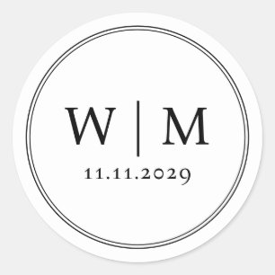 Sticker Rond Mariage monogramme moderne simple et élégant