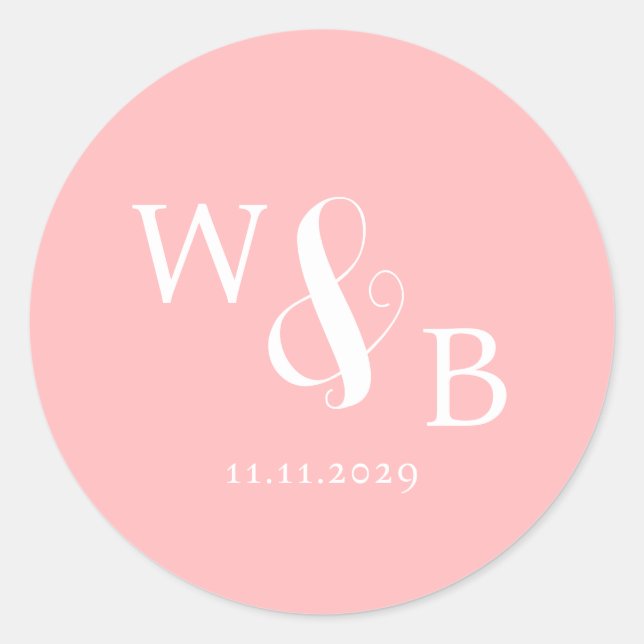 Sticker Rond Mariage monogramme moderne simple et élégant (Devant)
