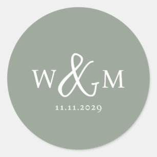 Sticker Rond Mariage monogramme moderne simple et élégant