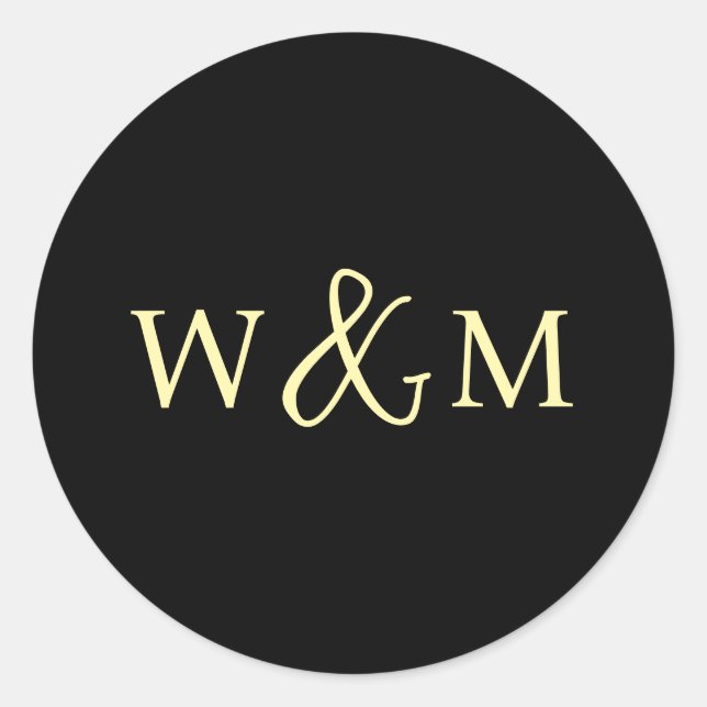 Sticker Rond Mariage monogramme moderne simple et élégant (Devant)