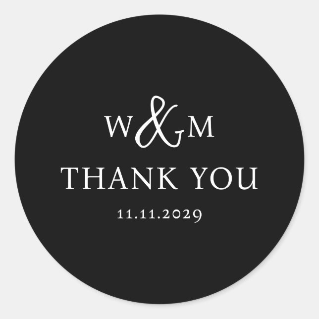 Sticker Rond Mariage monogramme moderne simple et élégant (Devant)