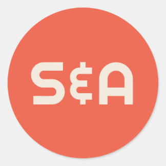 Sticker Rond Mariage monogramme orange et jaune rétro