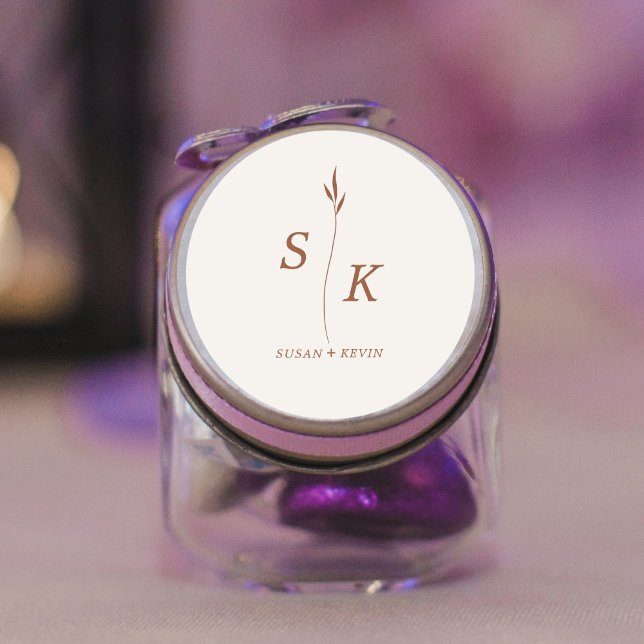 Sticker Rond Mariage monogramme simple et élégant (Créateur téléchargé)