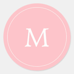 Sticker Rond mariage monogramme simple rose pastel