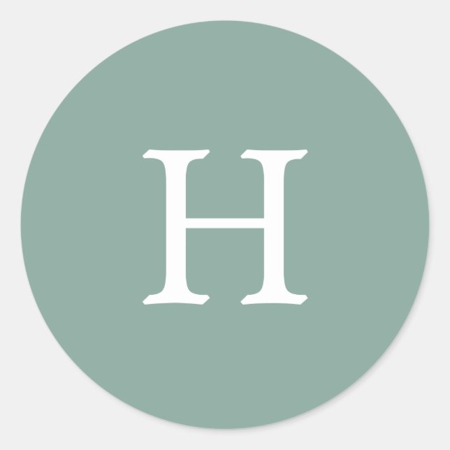 Sticker Rond Mariage Monogramme vert Sage simple (Devant)