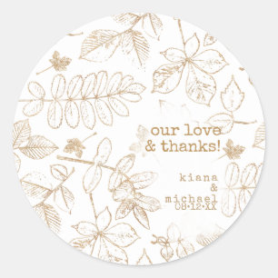 Sticker Rond Mariage Motif Golden Leaf ID655