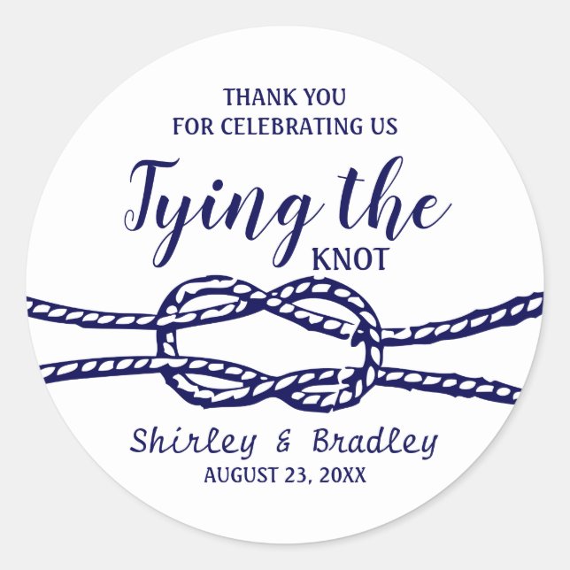 Sticker Rond Mariage nautique de la Marine | Attacher le noeud (Devant)