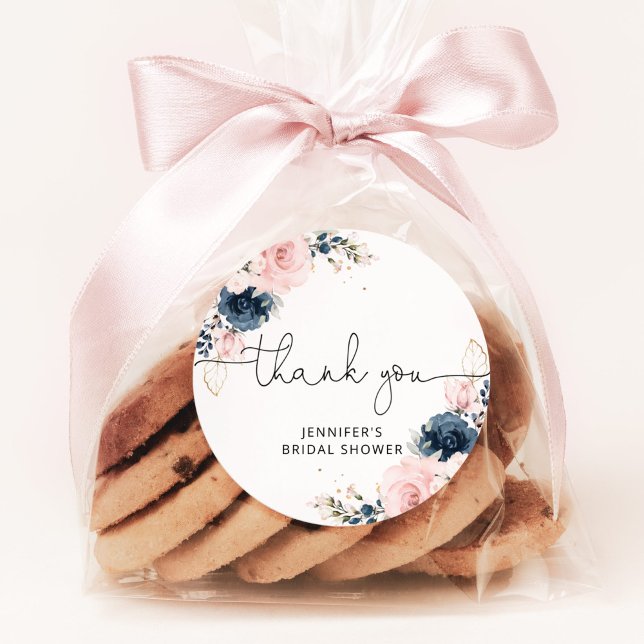 Sticker Rond Mariage naval rose floral (Créateur téléchargé)