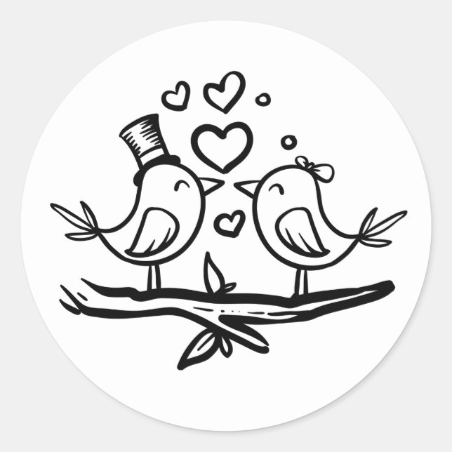 Sticker Rond Mariage noir blanc noir de la Fête de l'mariée des (Devant)