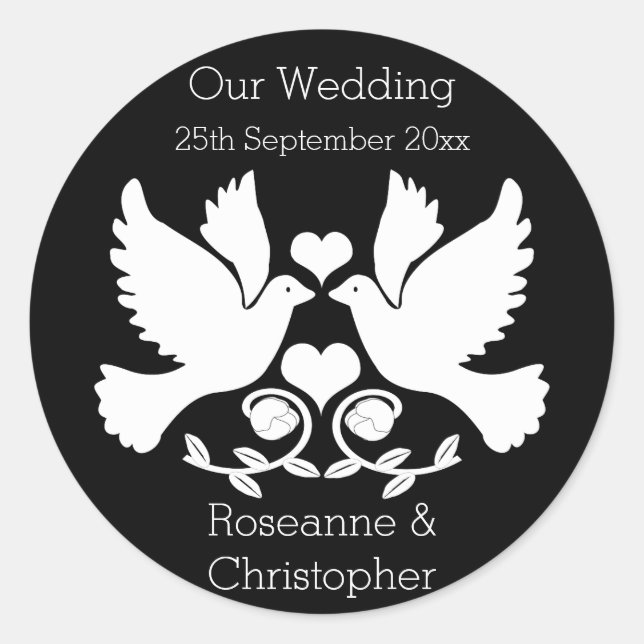 Sticker Rond Mariage noir et blanc (Devant)