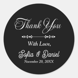 Sticker Rond Mariage noir et blanc de luxe Chic Couple artistiq