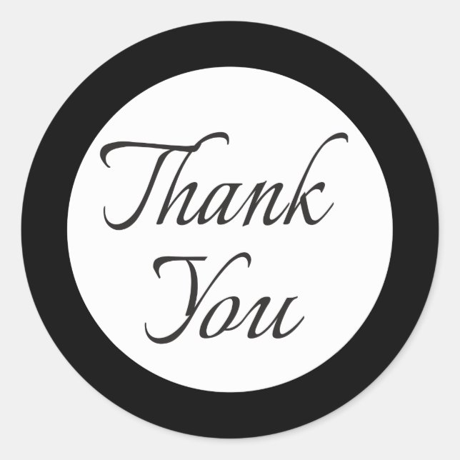Sticker Rond Mariage noir et blanc Merci / Business / Party (Devant)