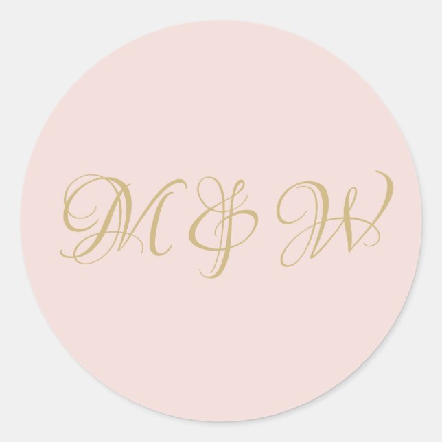 Sticker Rond Mariage noir rose script or monogramme (Devant)