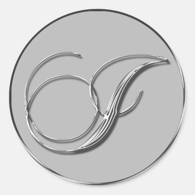 Sticker Rond Mariage officiel en argent Monogramme J Sceau (Devant)