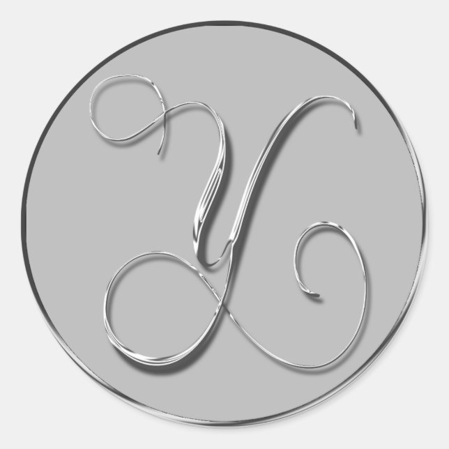 Sticker Rond Mariage officiel en argent Monogramme Y Sceau (Devant)