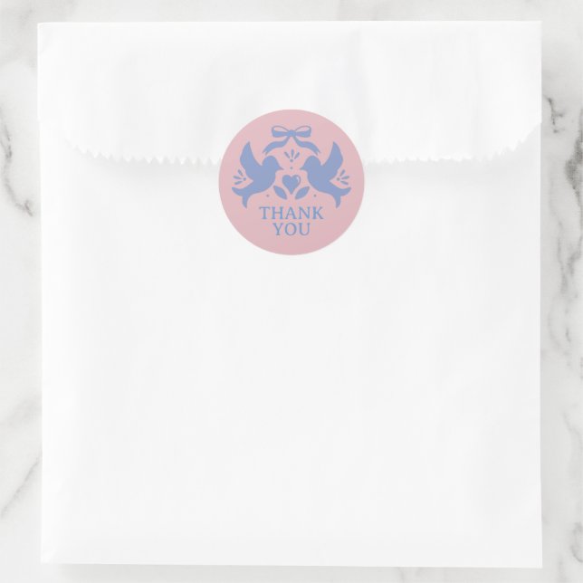 Sticker Rond Mariage Oiseaux Amour (Sac)
