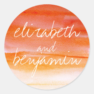 Sticker Rond mariage orange d'aquarelle