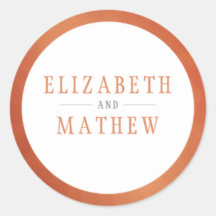 Sticker Rond Mariage orange de cuivre blanc moderne
