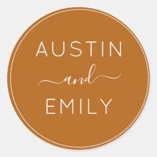 Sticker Rond Mariage orange moderne de rouille personnalisée