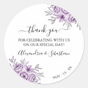 Sticker rond Mariage orchidée Merci classique