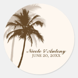 Sticker Rond Mariage Palm Trees