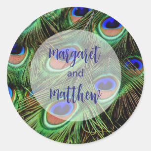 Sticker Rond Mariage Paon 