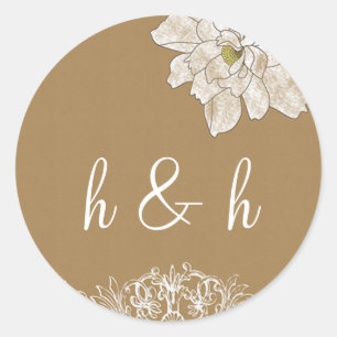 Sticker Rond Mariage papier Kraft : Phoques