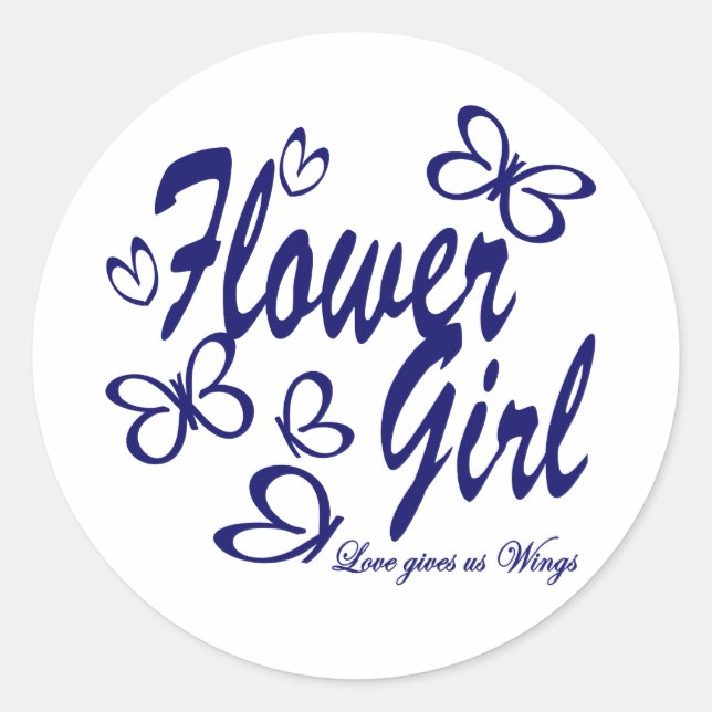 Sticker Rond Mariage papillon / Fleur fille (Devant)