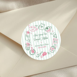 Sticker Rond Mariage Parfait Matcha Rose et Vert Enterrement de