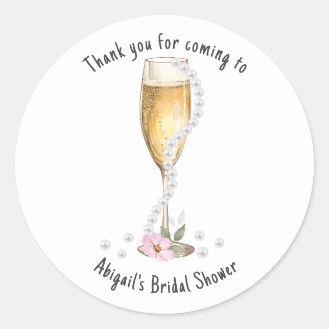 Sticker Rond Mariage Pearl & Prosecco Merci (Devant)